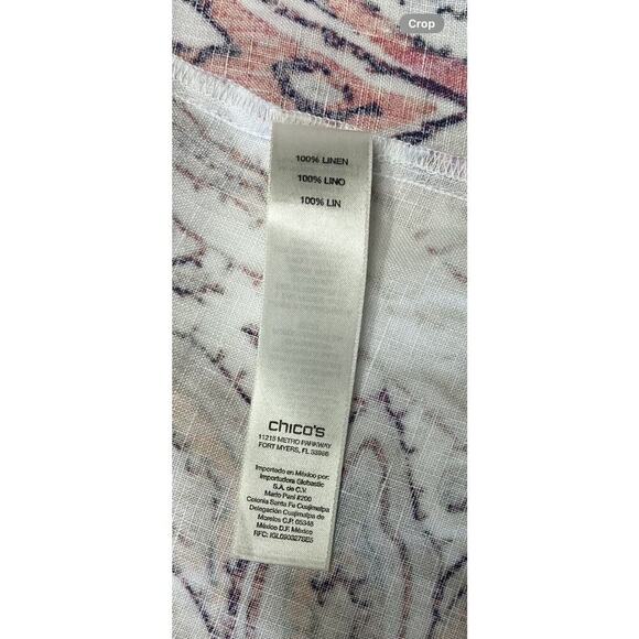 Chico’s Jacket Women's Size Large Multicolor 100% Linen Paisley Watercolor BOHO - Picture 7 of 9